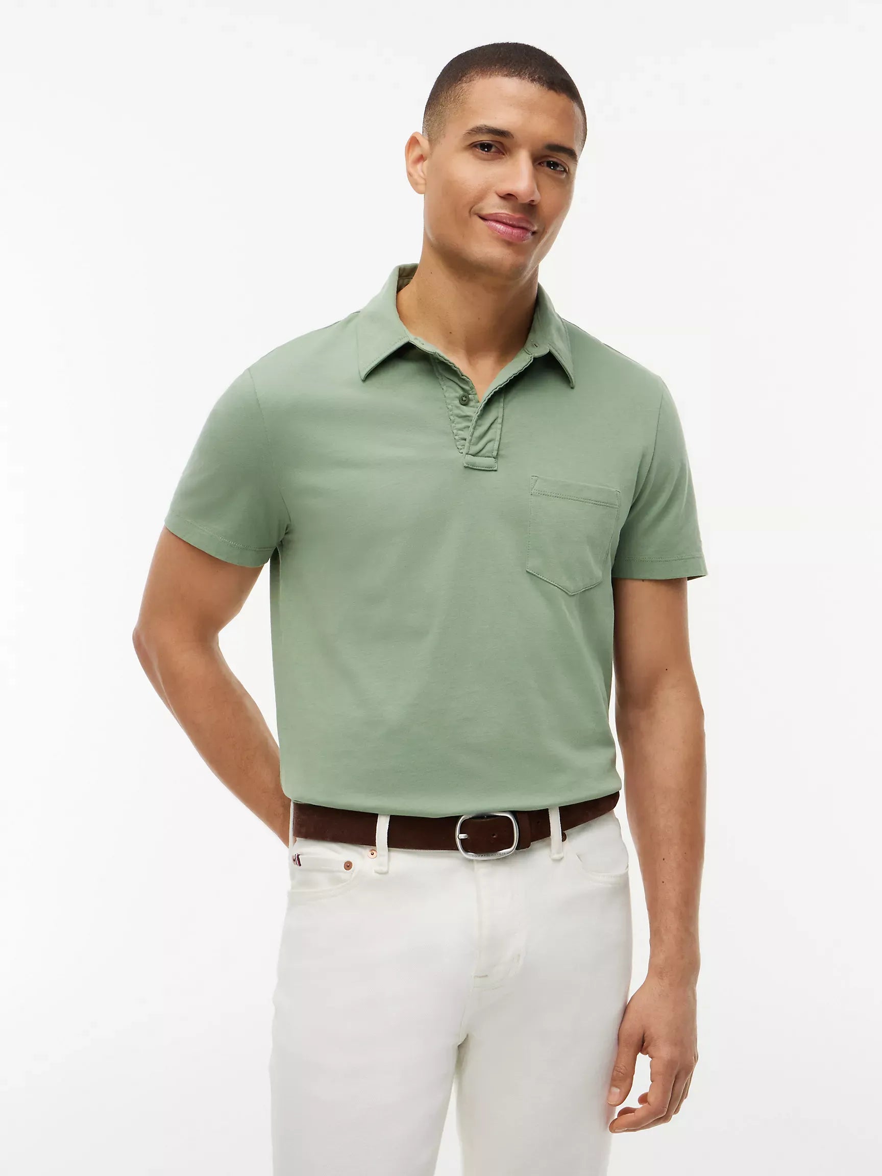Chemise regular de algodón con bolsillo
