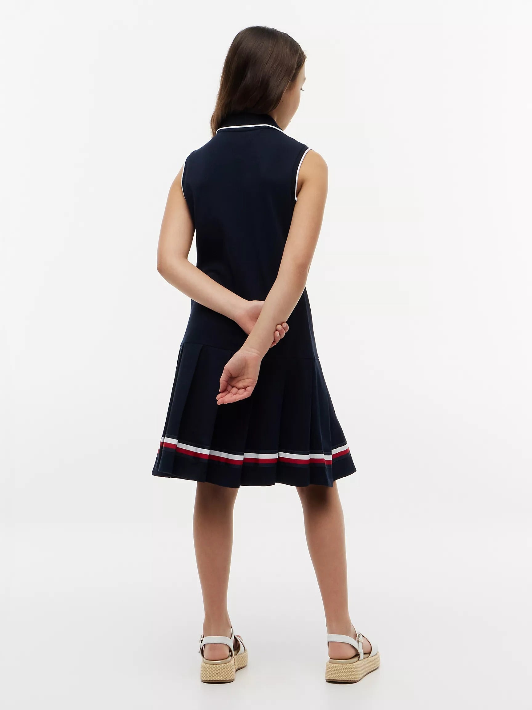 Vestido unicolor sin mangas con logo para niñas