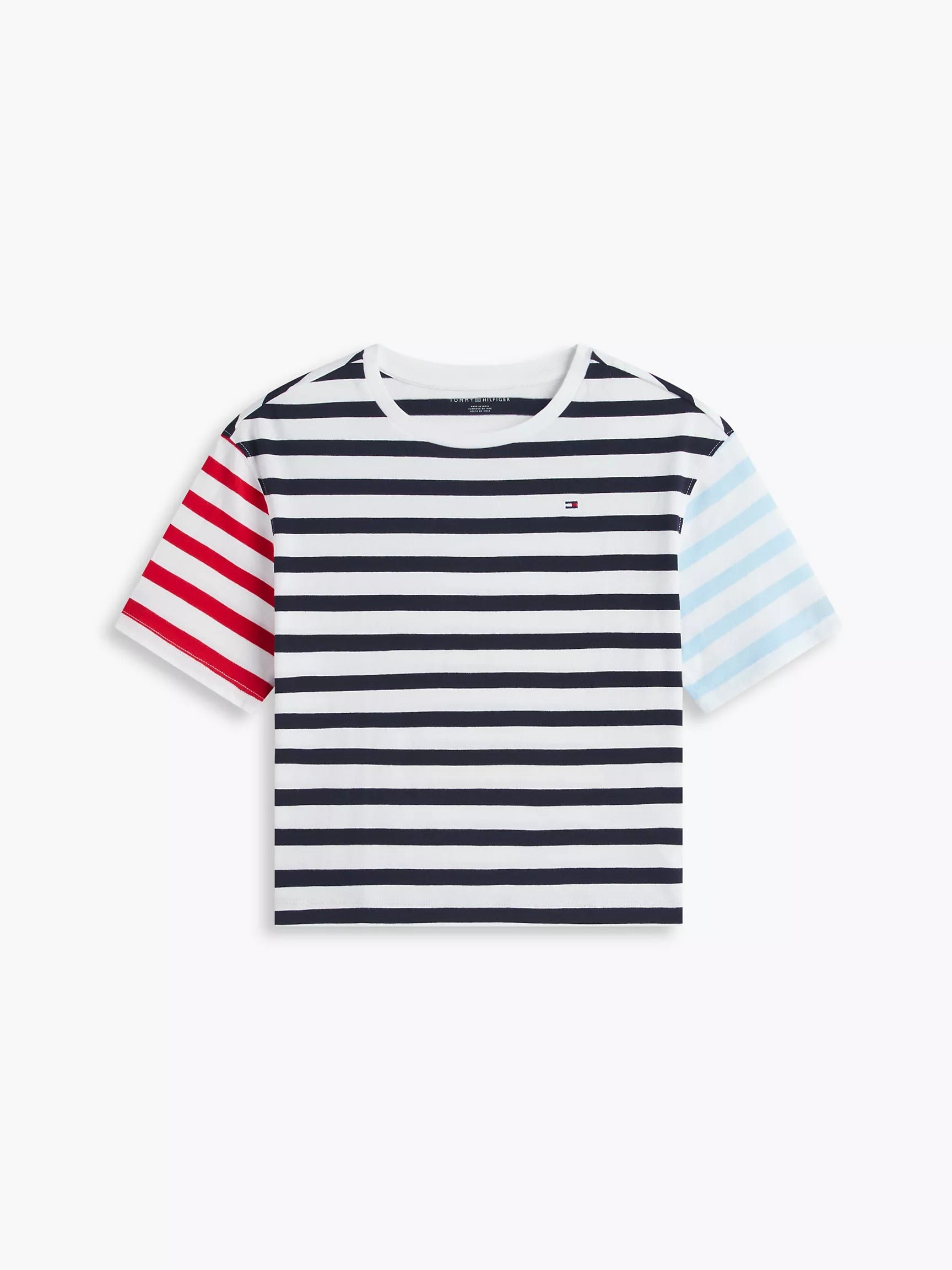 Franela con colores combinados y rayas para niñas