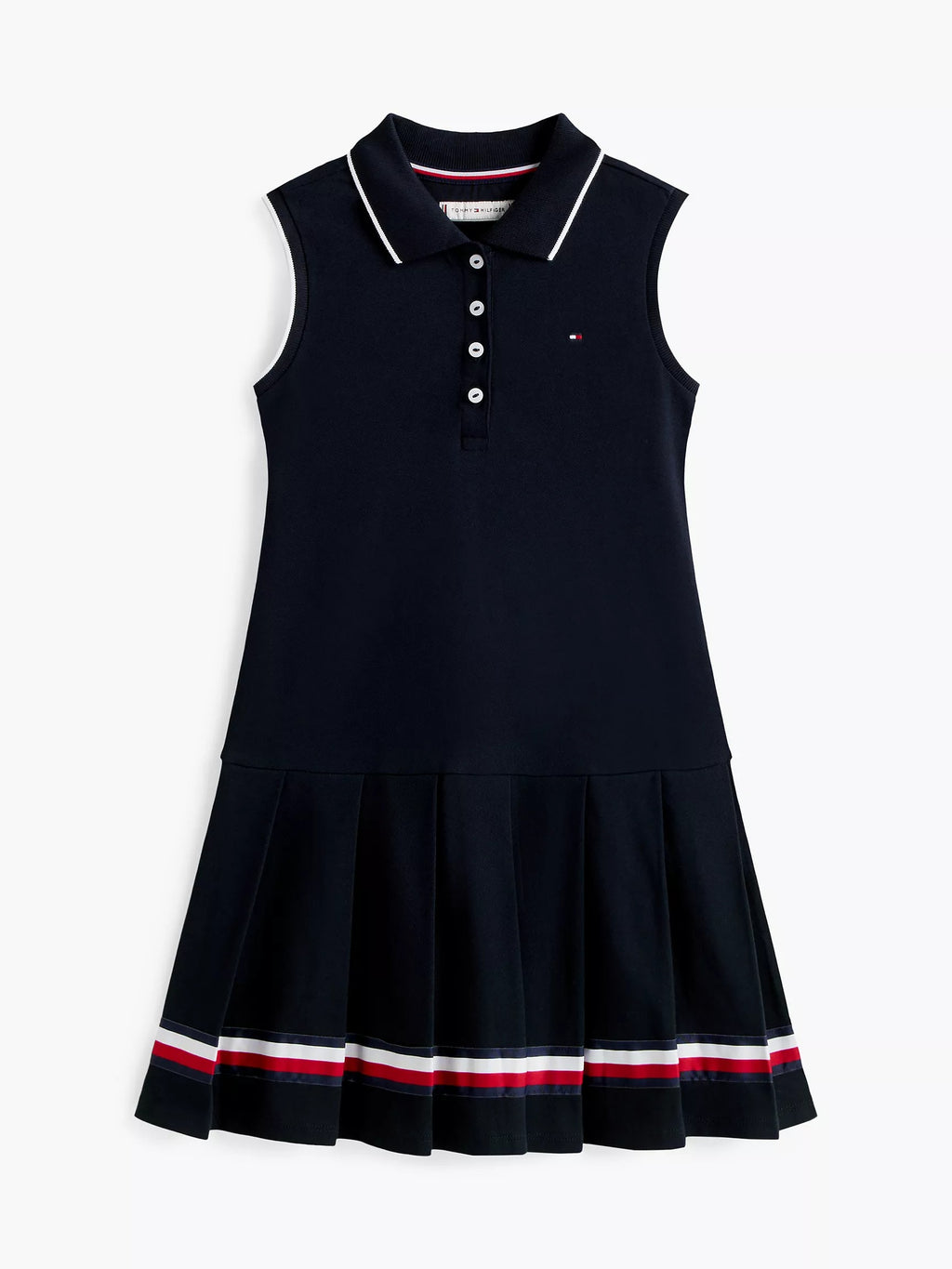 Vestido unicolor sin mangas con logo para niñas