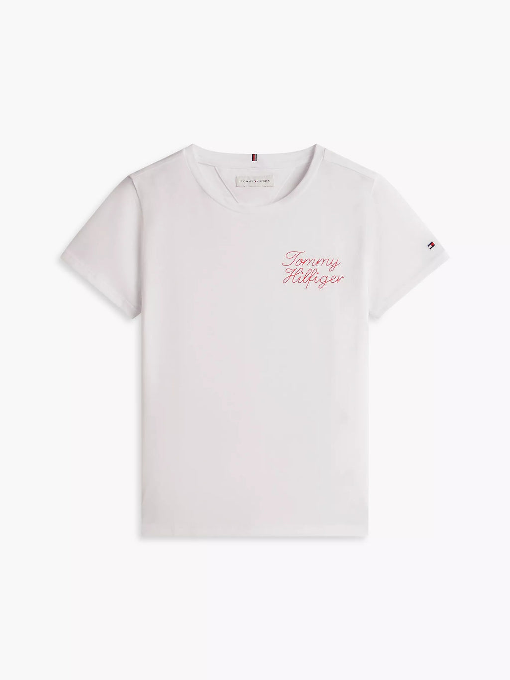 Franela unicolor con logo en letra cursiva para niñas