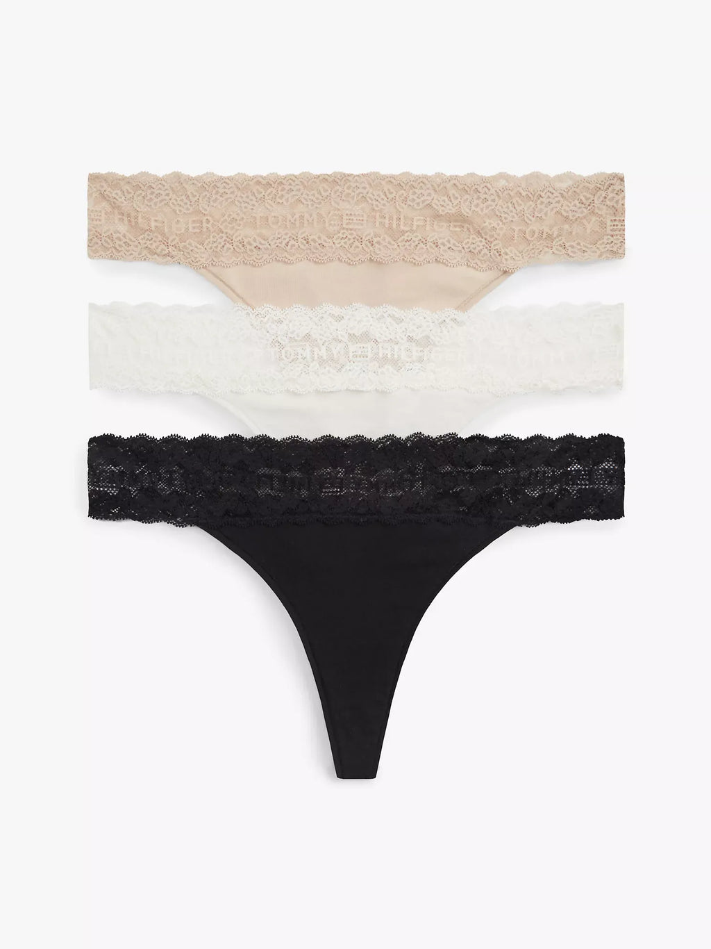 3 Pack panties de algodón con encaje tipo hilo
