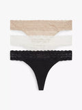 3 Pack panties de algodón con encaje tipo hilo