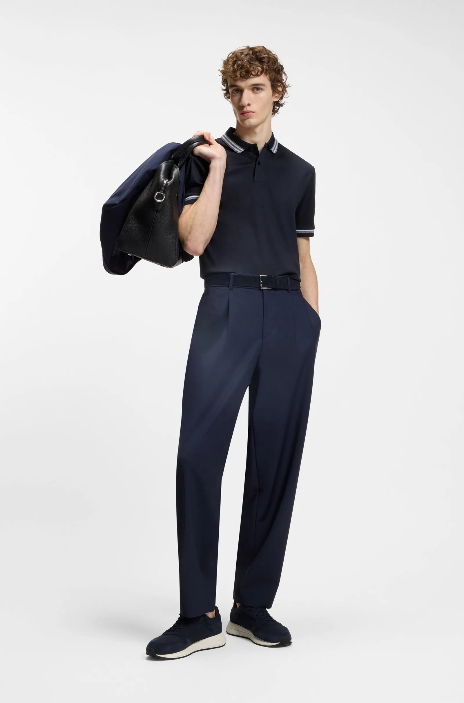Chemise ajustada de algodón mercerizado con ribeteado