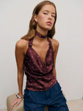 Blusa de satén con estampado de lunares
