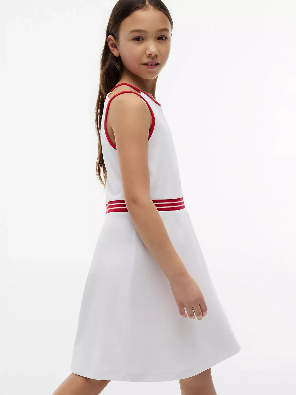 Vestido con cinturilla acanalada central para niñas