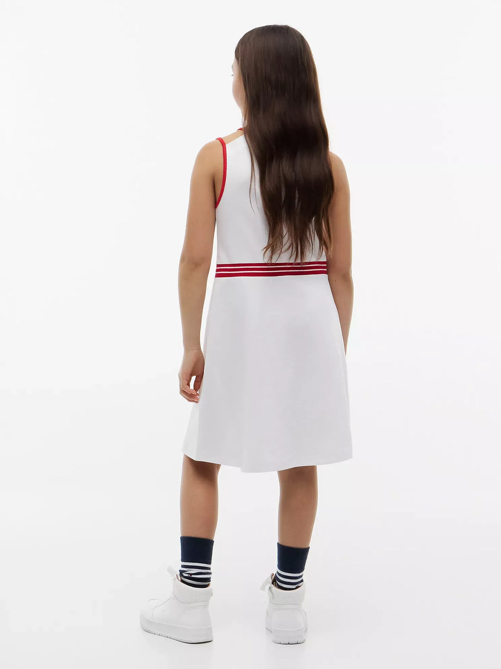 Vestido con cinturilla acanalada central para niñas
