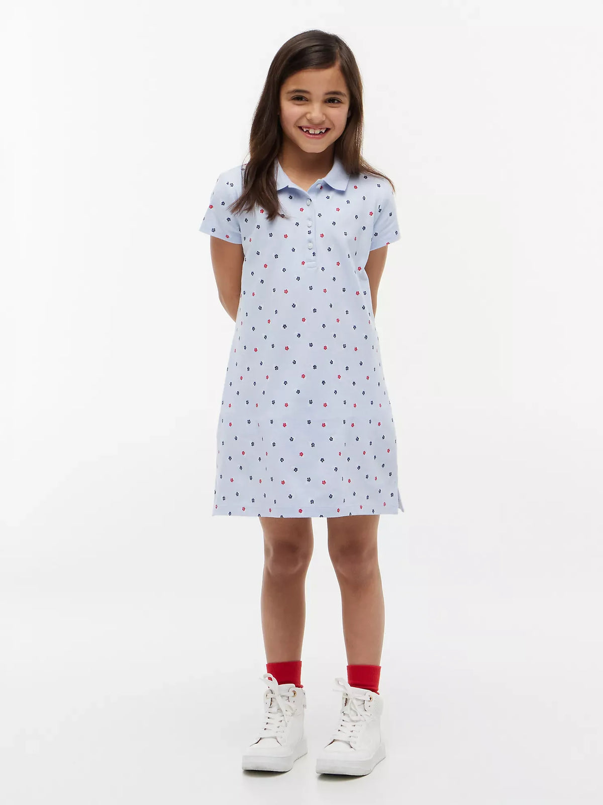Vestido tela pique con estampado floral para niñas