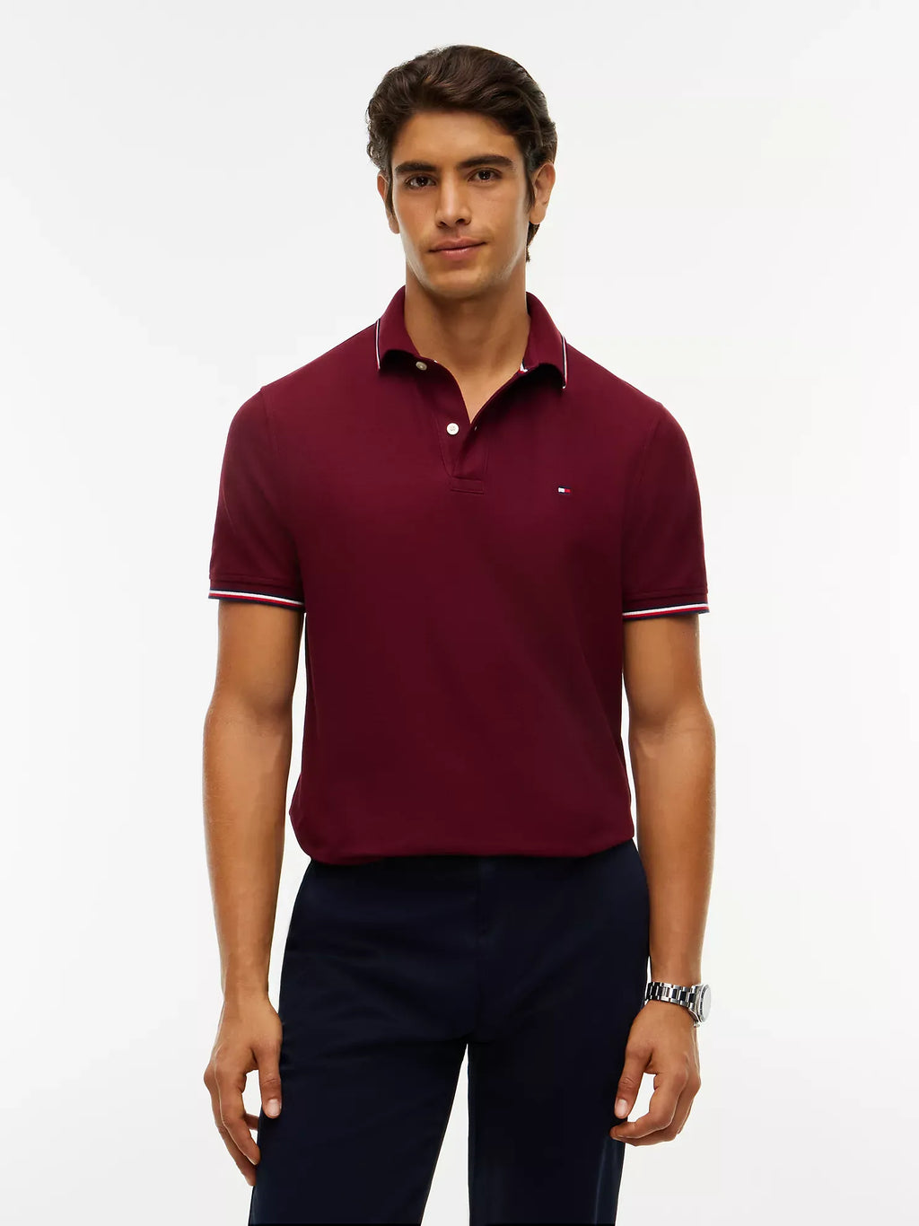 Chemise unicolor con cuello ribeteado