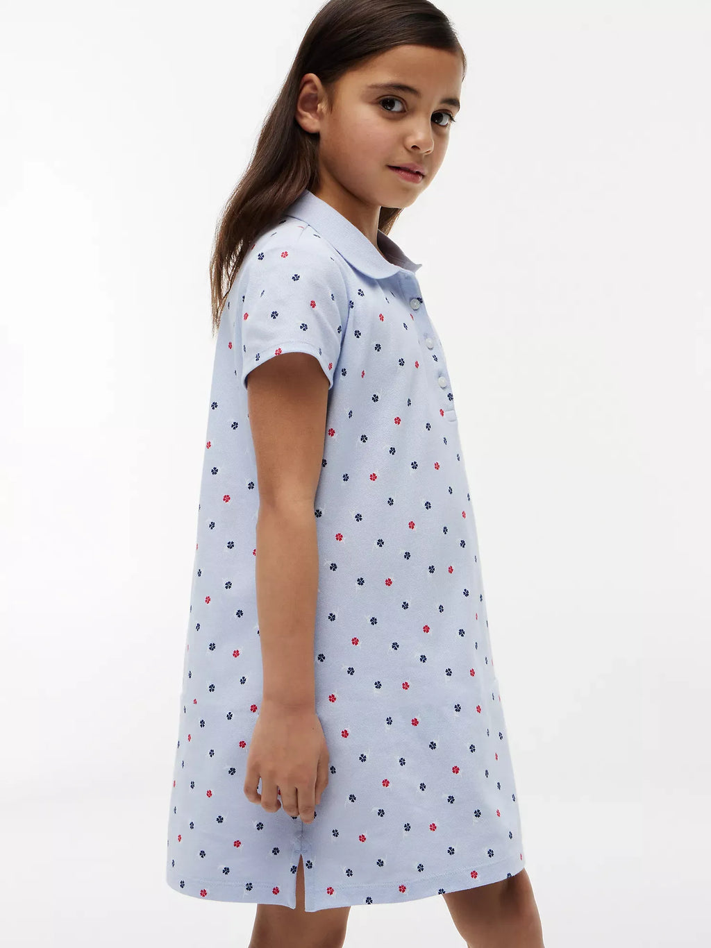 Vestido tela pique con estampado floral para niñas