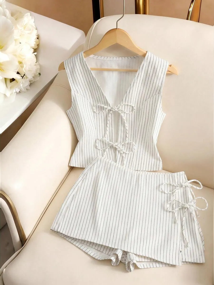 Conjunto estampado de rayas verticales