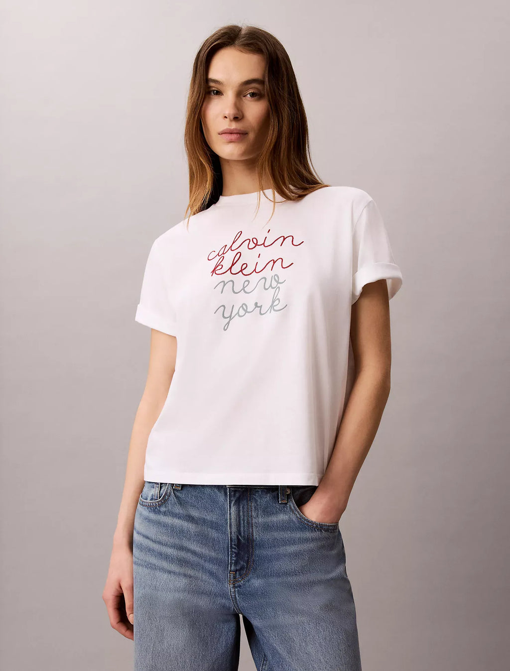 Franela holgada cuello redondo con estampado NY