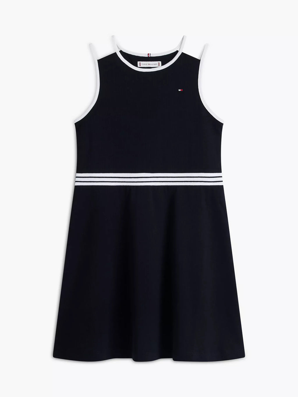 Vestido con cinturilla acanalada central para niñas