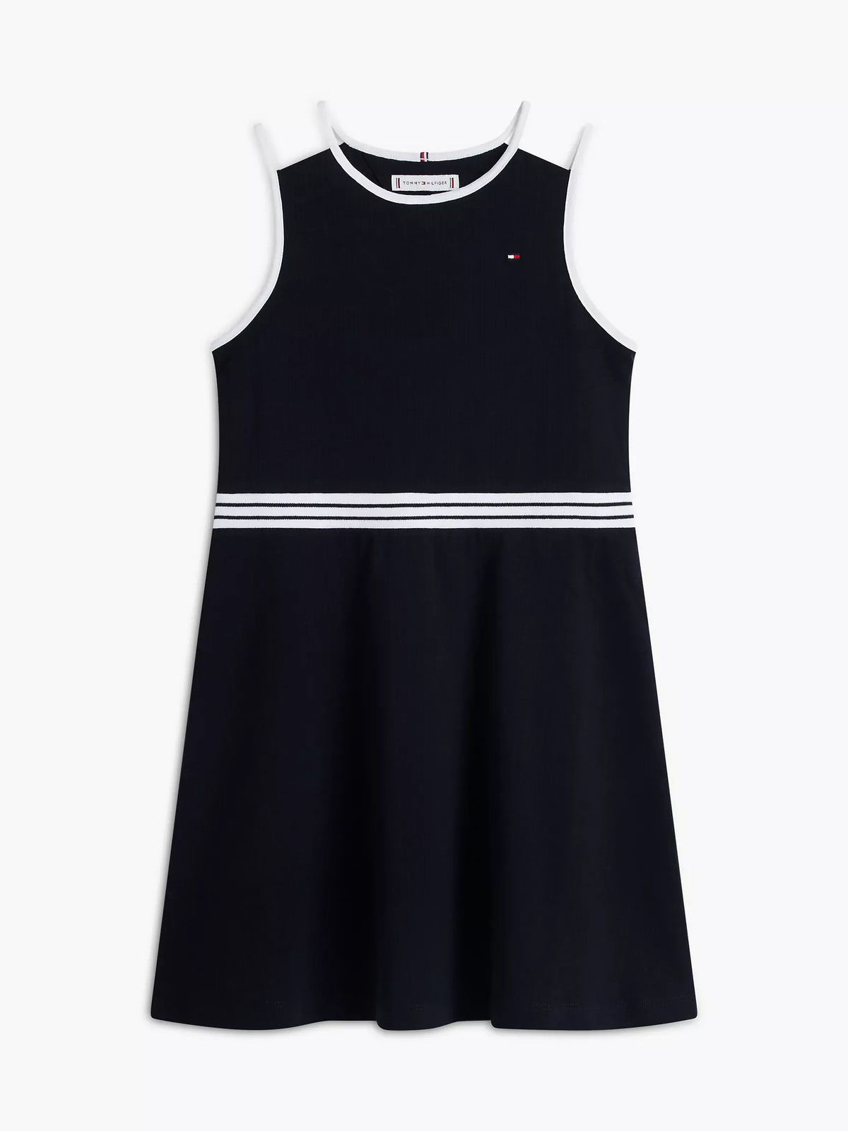 Vestido con cinturilla acanalada central para niñas