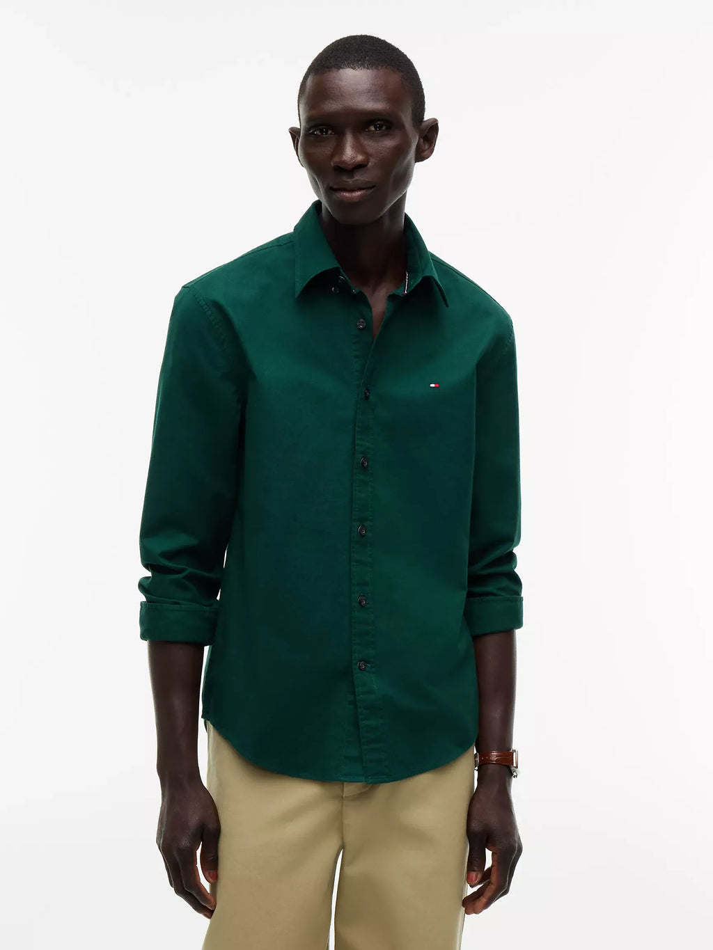 Camisa manga larga unicolor Oxford