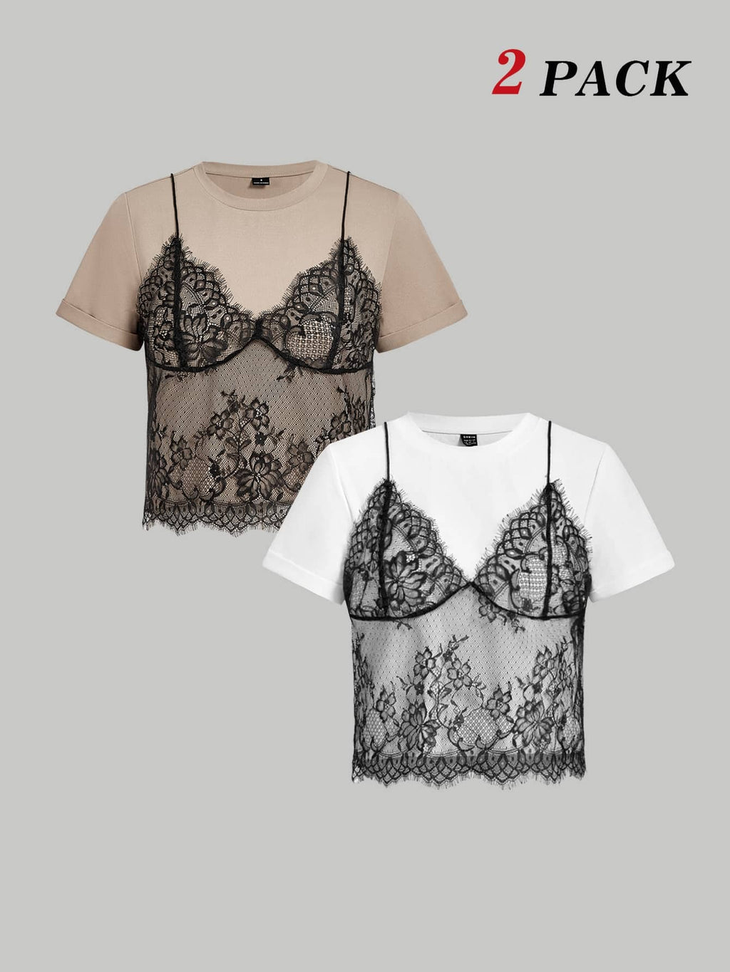 Camiseta con encaje floral