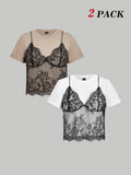 Camiseta con encaje floral