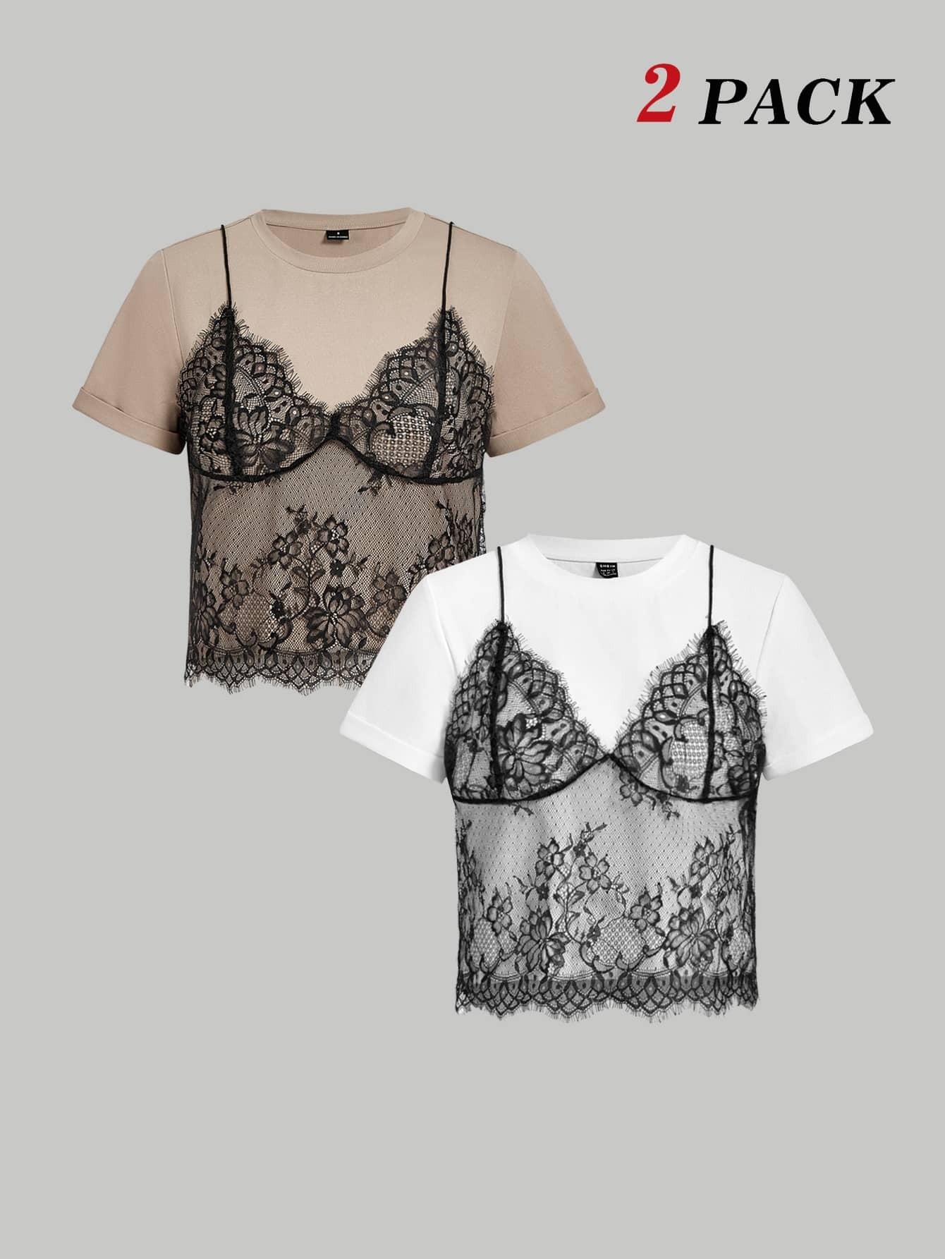 Camiseta con encaje floral