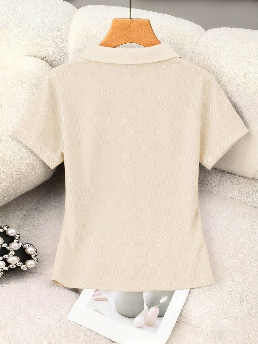 Blusa casual cuello polo y manga corta