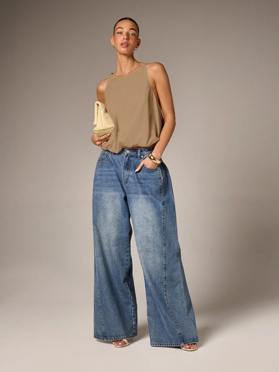Blusa casual con globo bajo