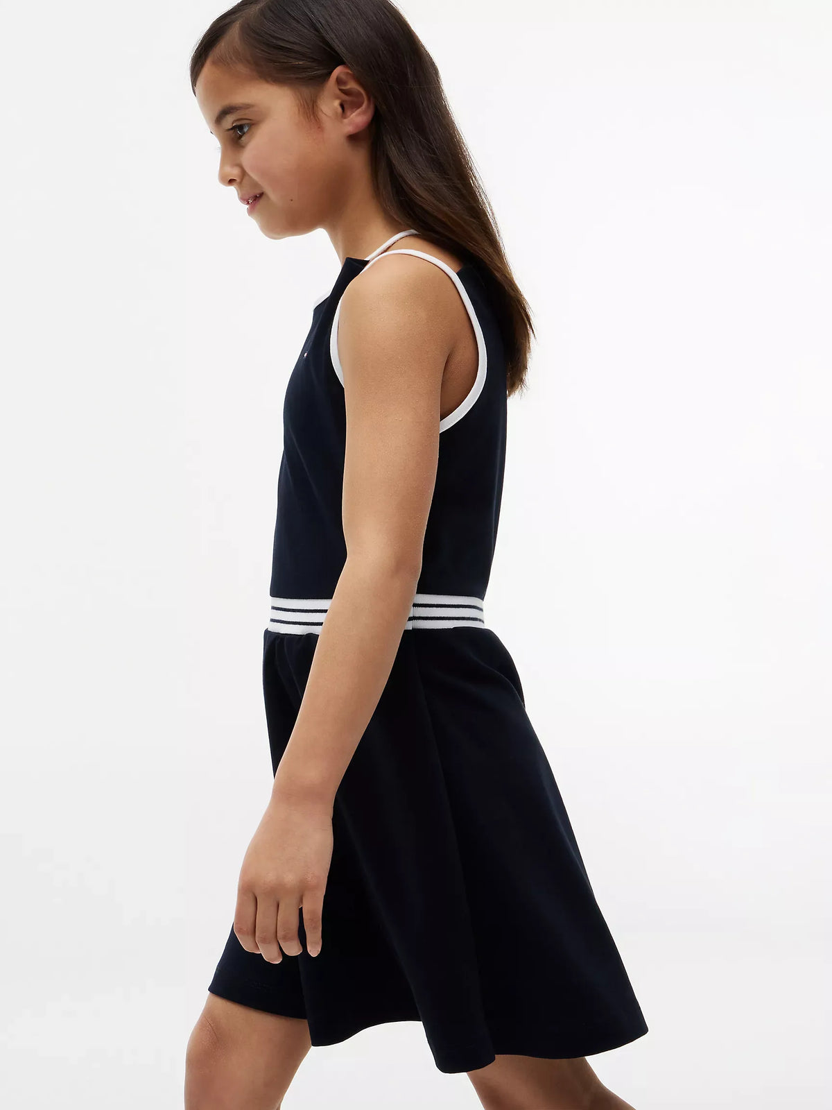 Vestido con cinturilla acanalada central para niñas