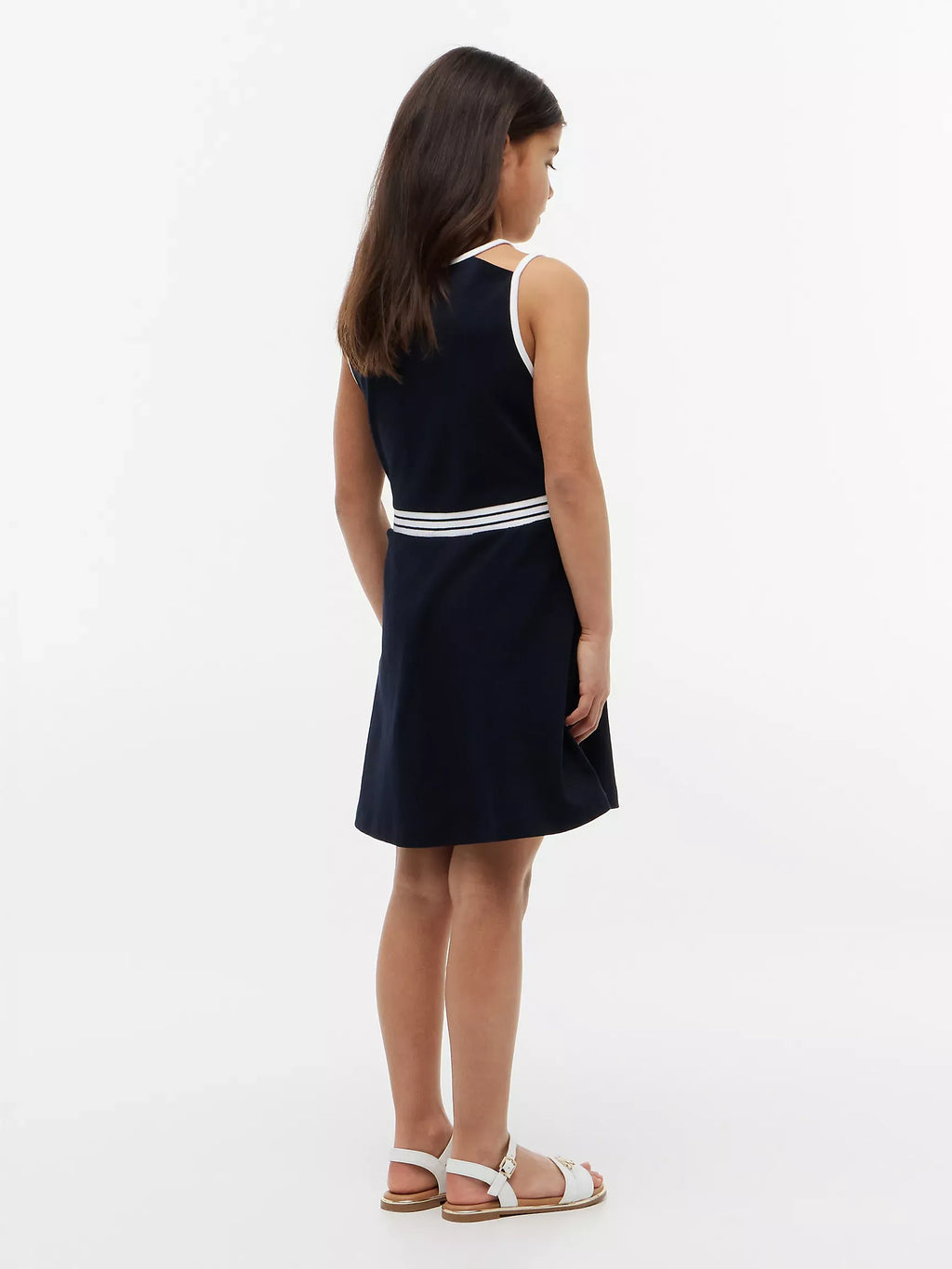 Vestido con cinturilla acanalada central para niñas