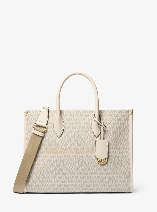 Cartera mediana tipo tote Mirella con logo estampado