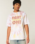 Franela gruesa corte recto tie dye con estampado central