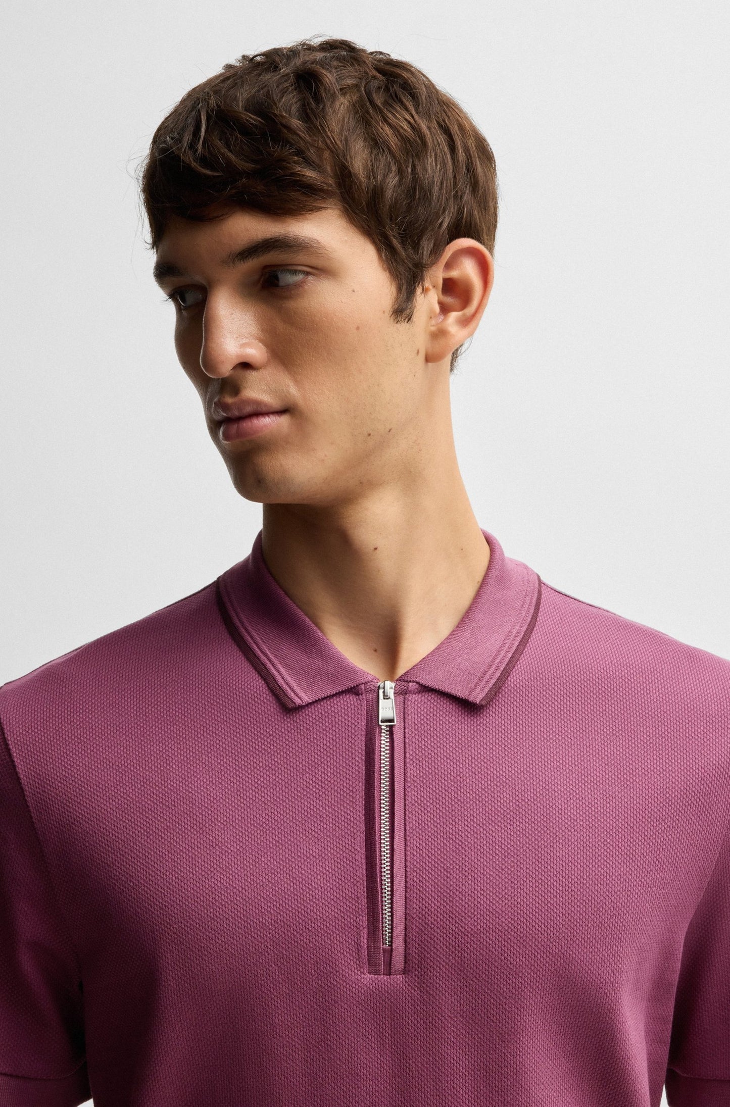 Chemise texturizada unicolor con cremallera
