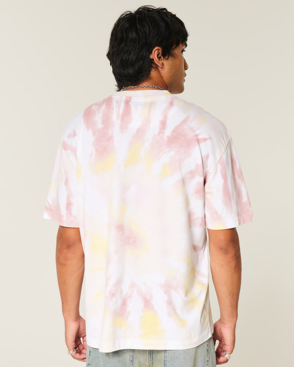 Franela gruesa corte recto tie dye con estampado central