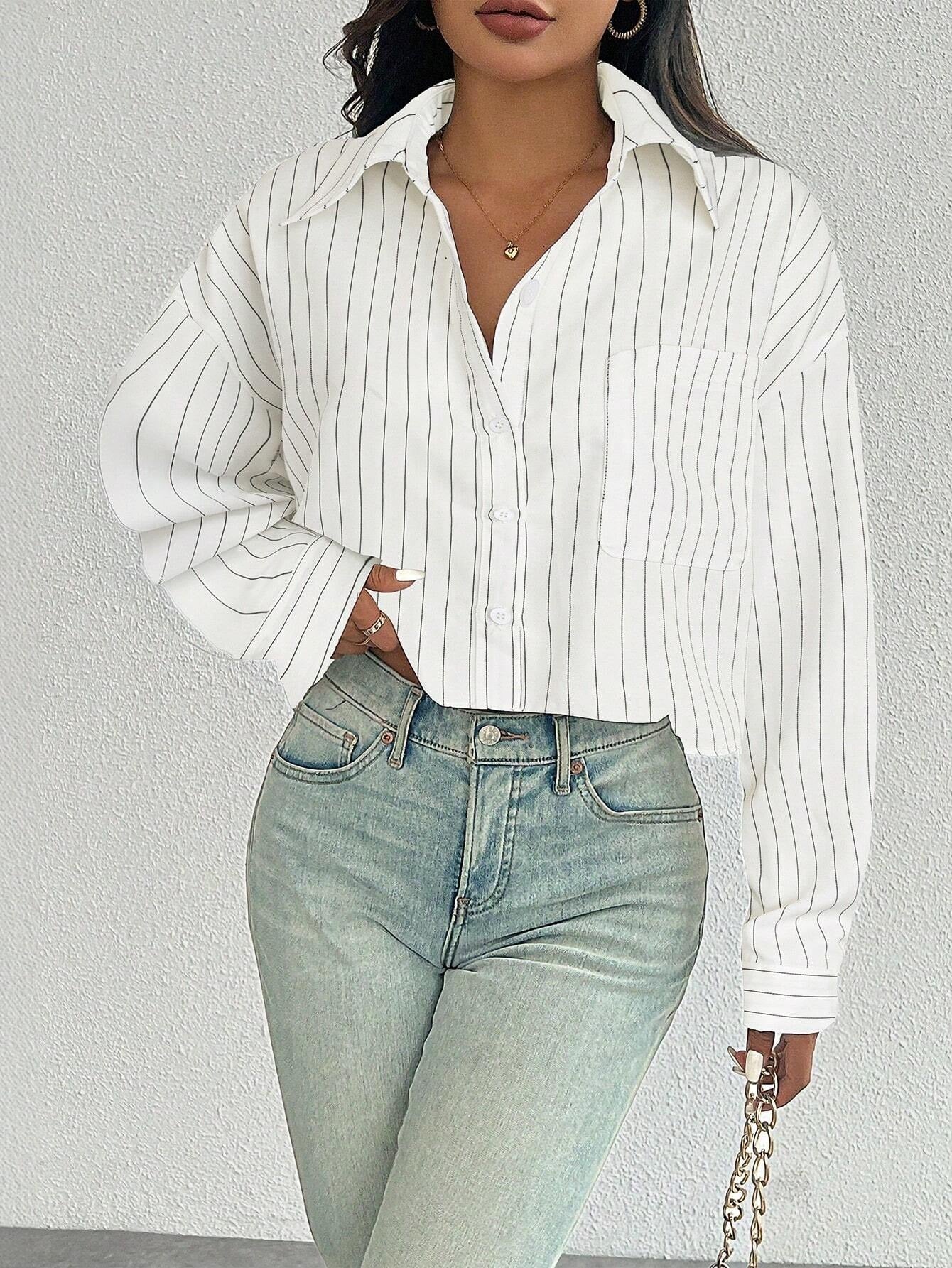 Blusa de manga larga con patrón de rayas