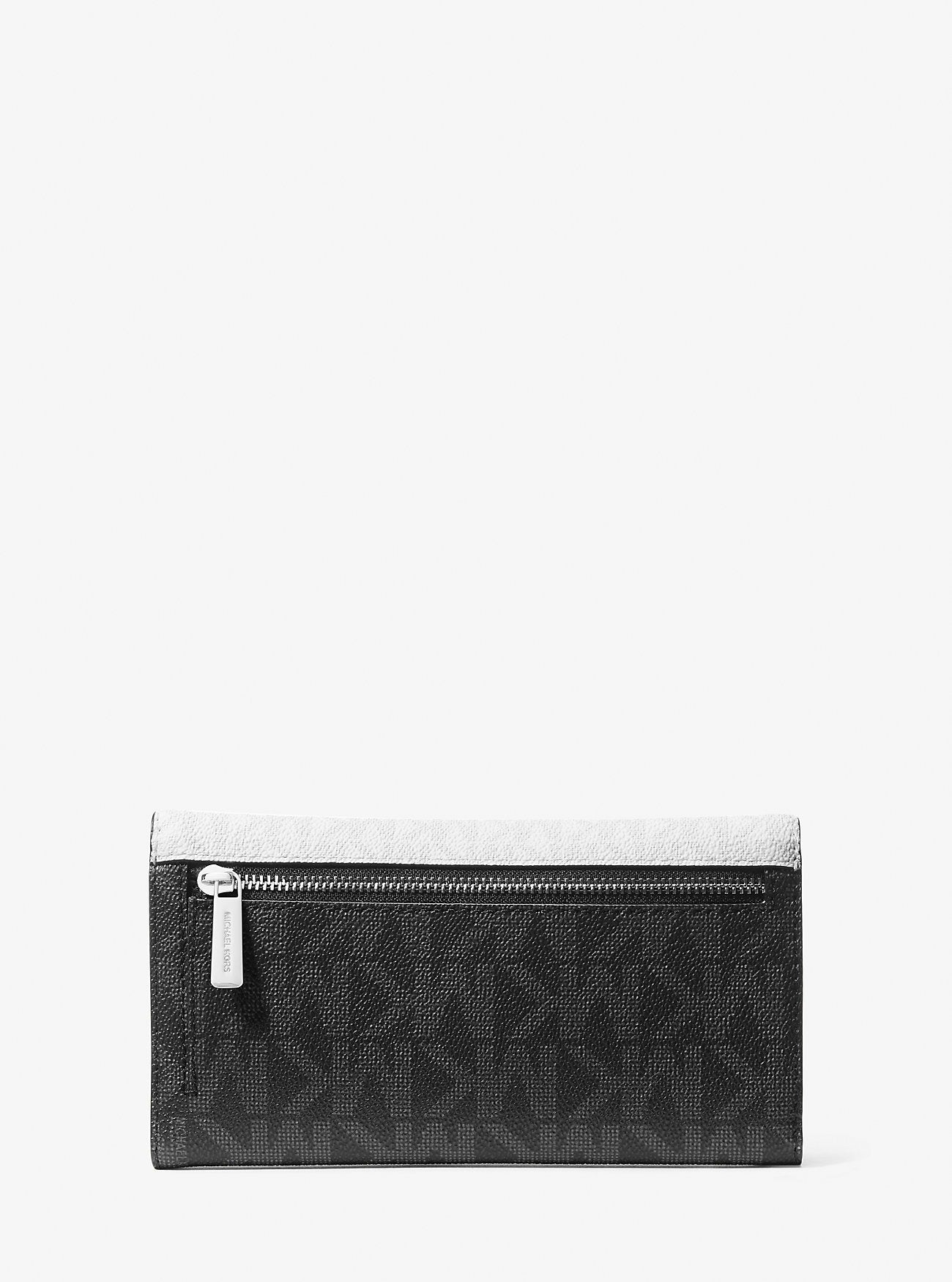 Cartera tipo monedero de tres pliegues con logo estampado
