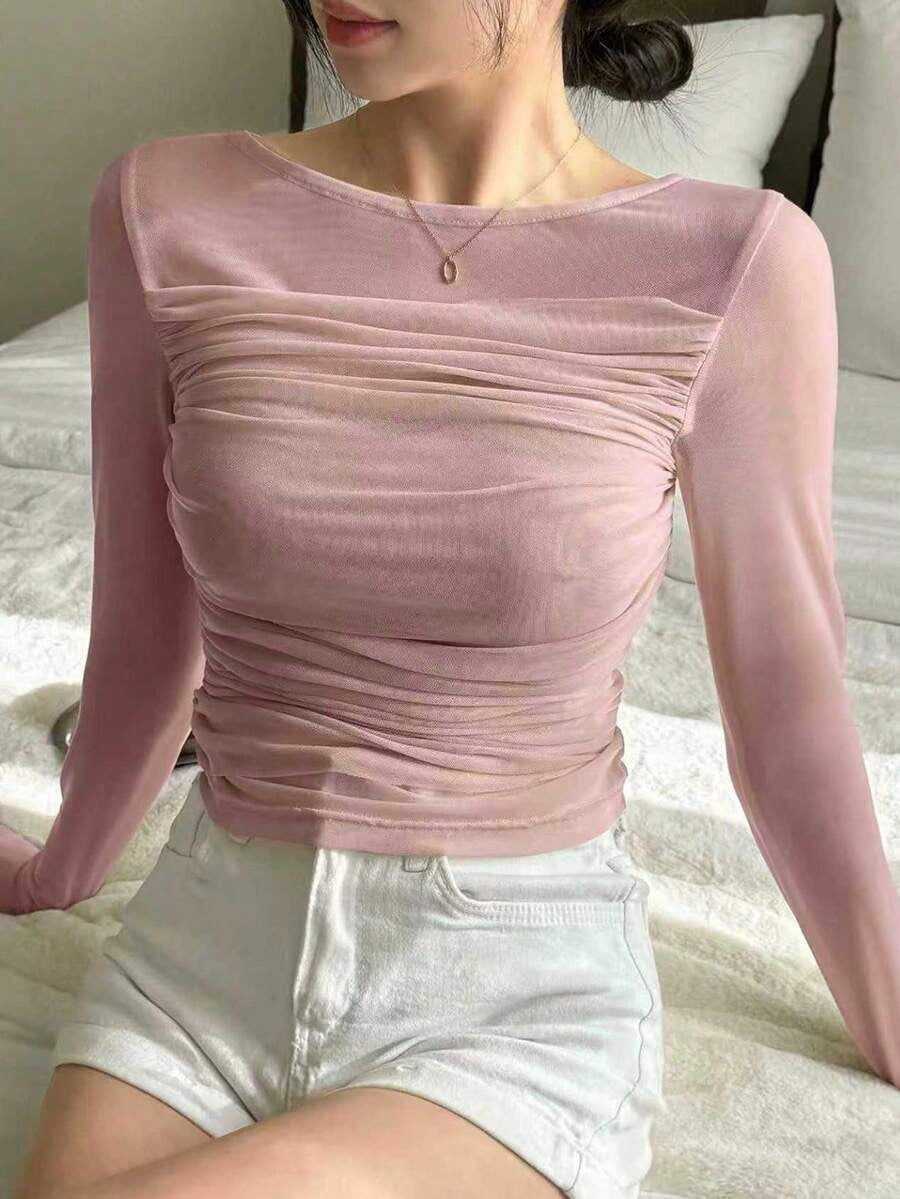 Blusa manga larga de malla