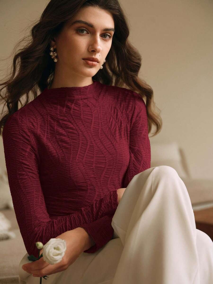 Blusa manga larga texturizada