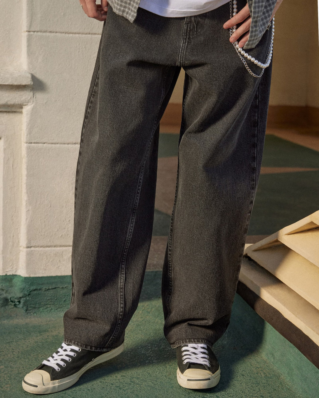 Jean holgado estilo staker negros lavados