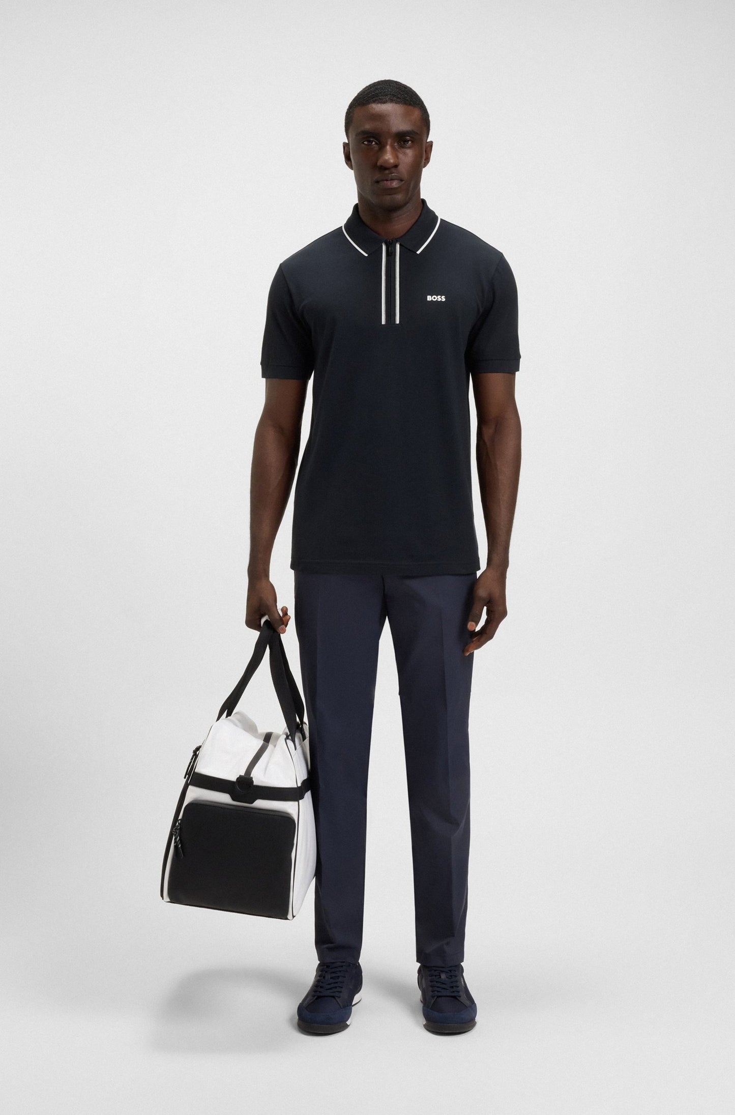 Chemise de algodón con cremallera y bordado