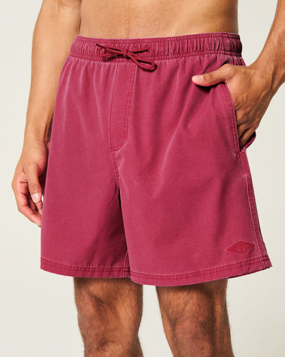 Traje de baño de cloqué tipo short descolorado con logo