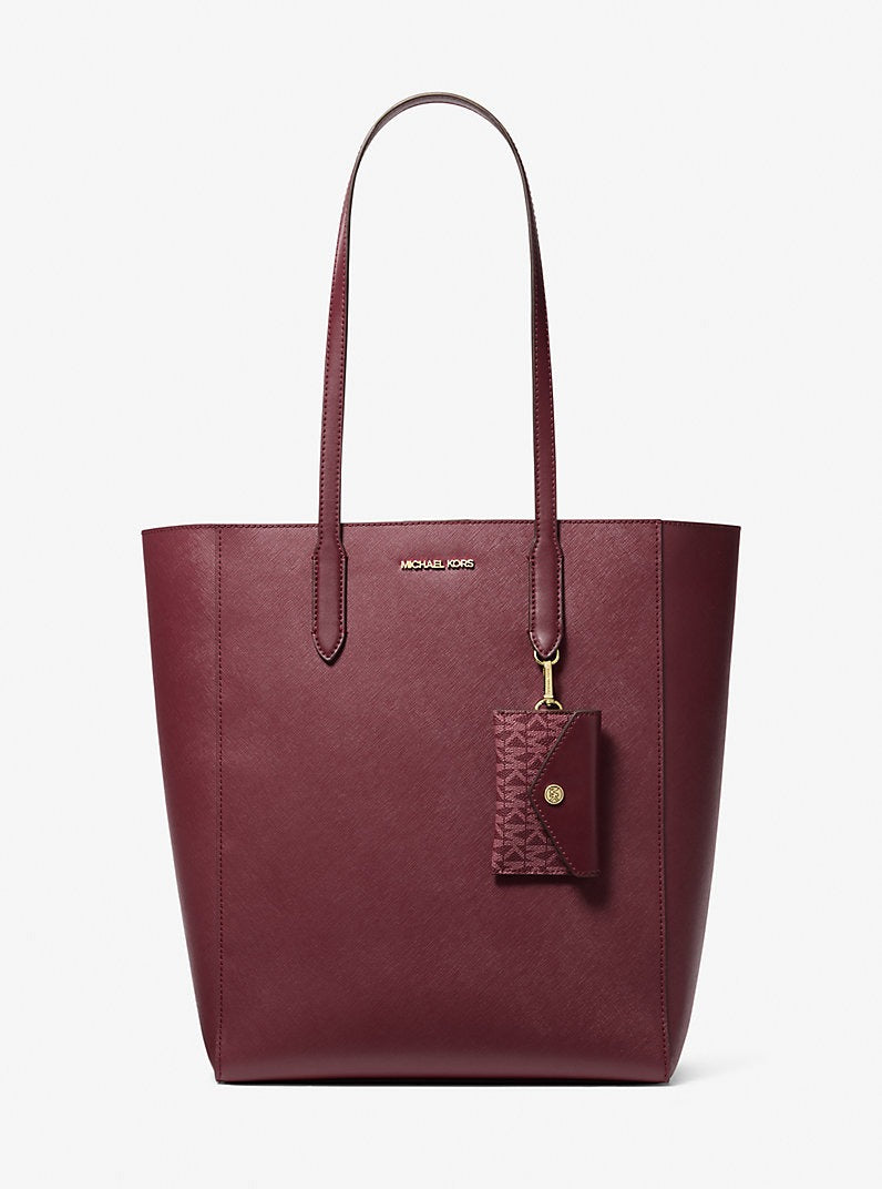 Cartera tipo tote grande Vincent de piel Saffiano con tarjetero
