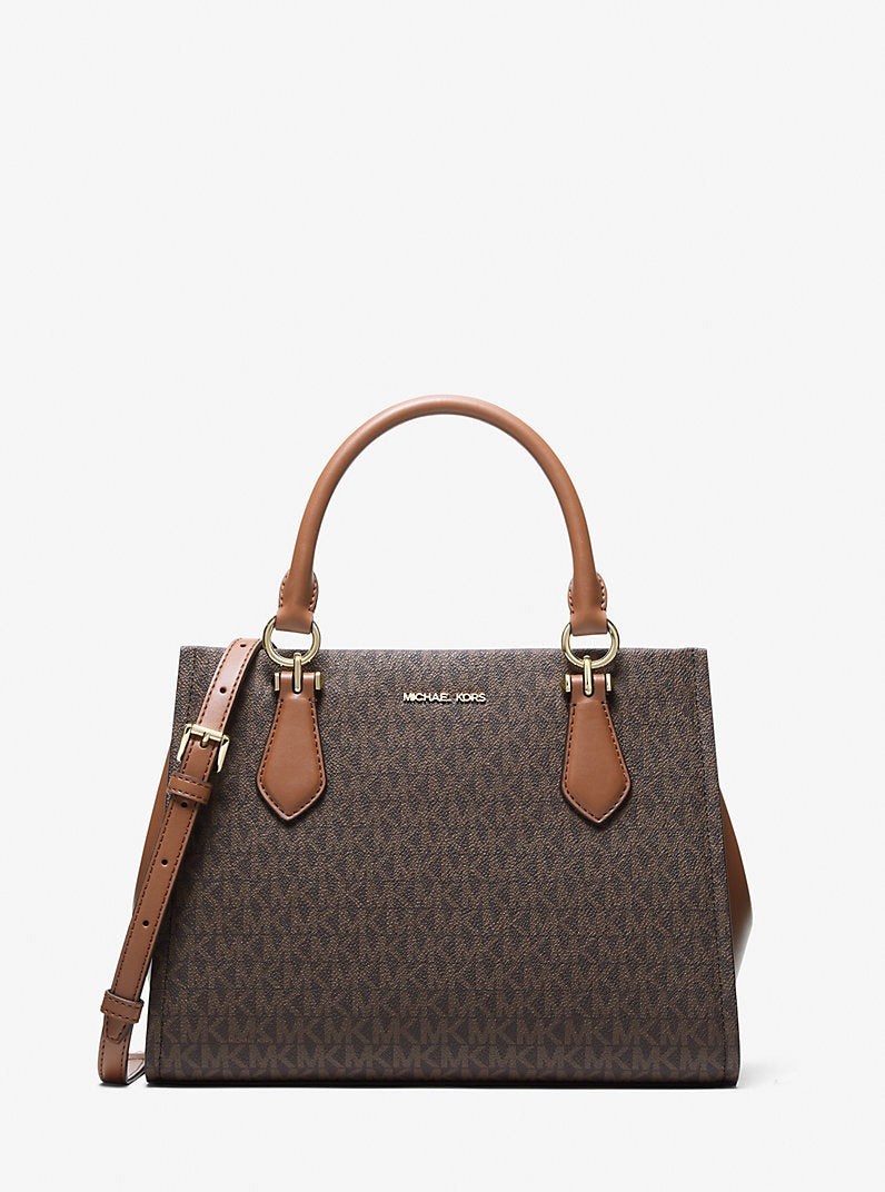 Cartera mediana Satchel Marilyn con logo estampado