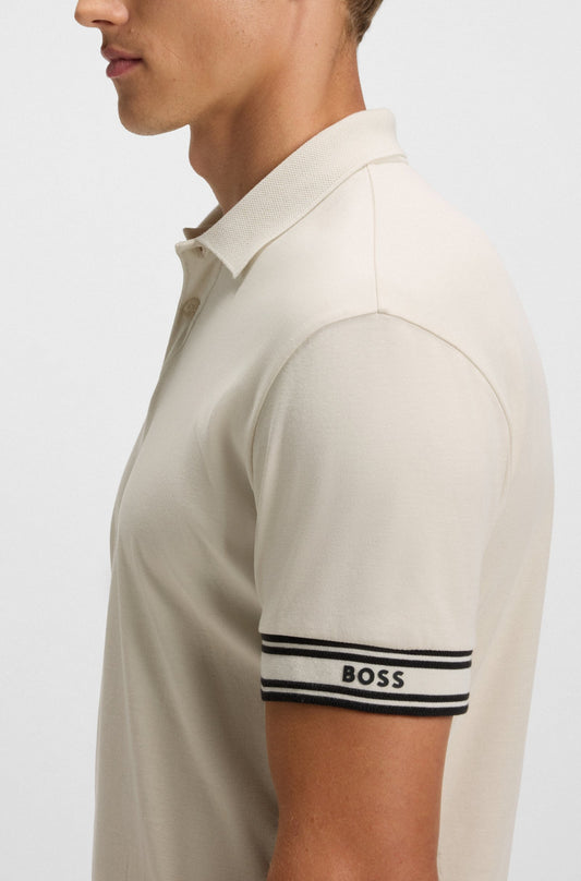 Chemise ajustada de algodón con mangas ribeteadas