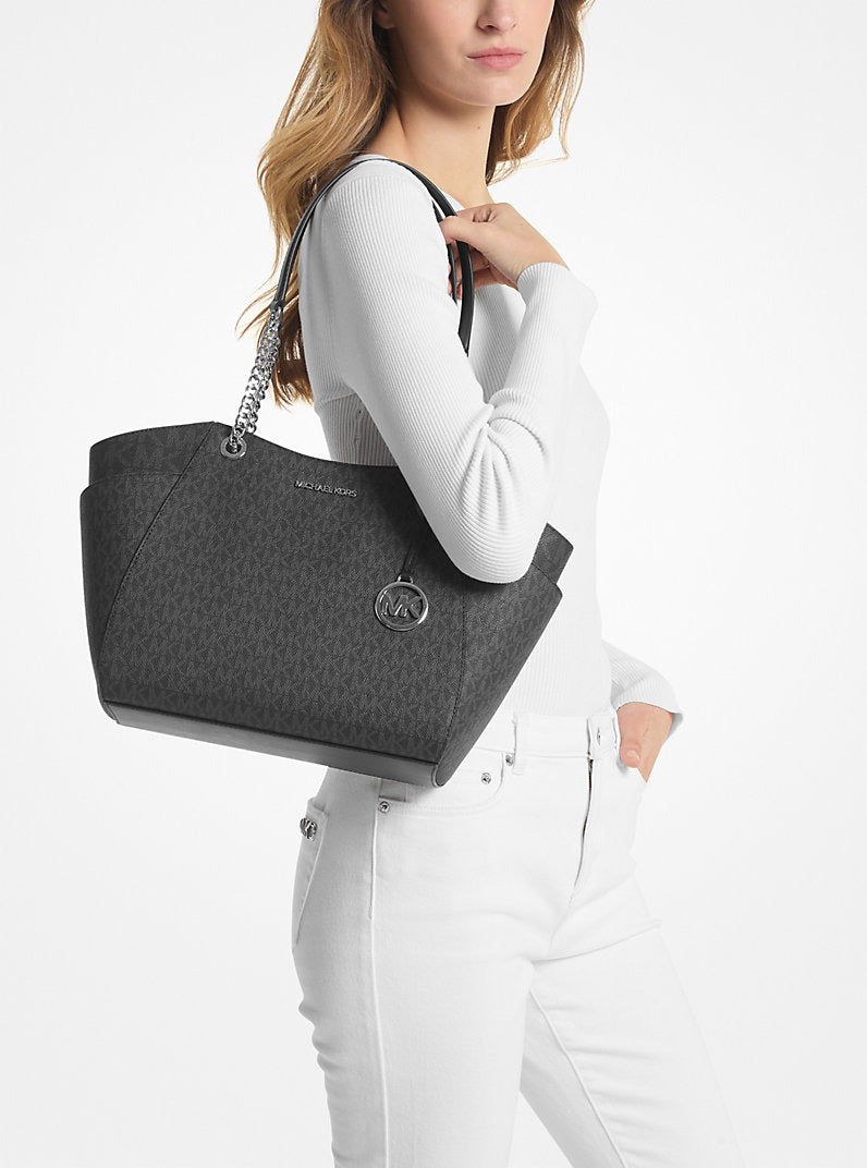 Cartera grande tipo tote con logo estampado