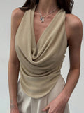 Top con espalda cruzada,  decorado con strass