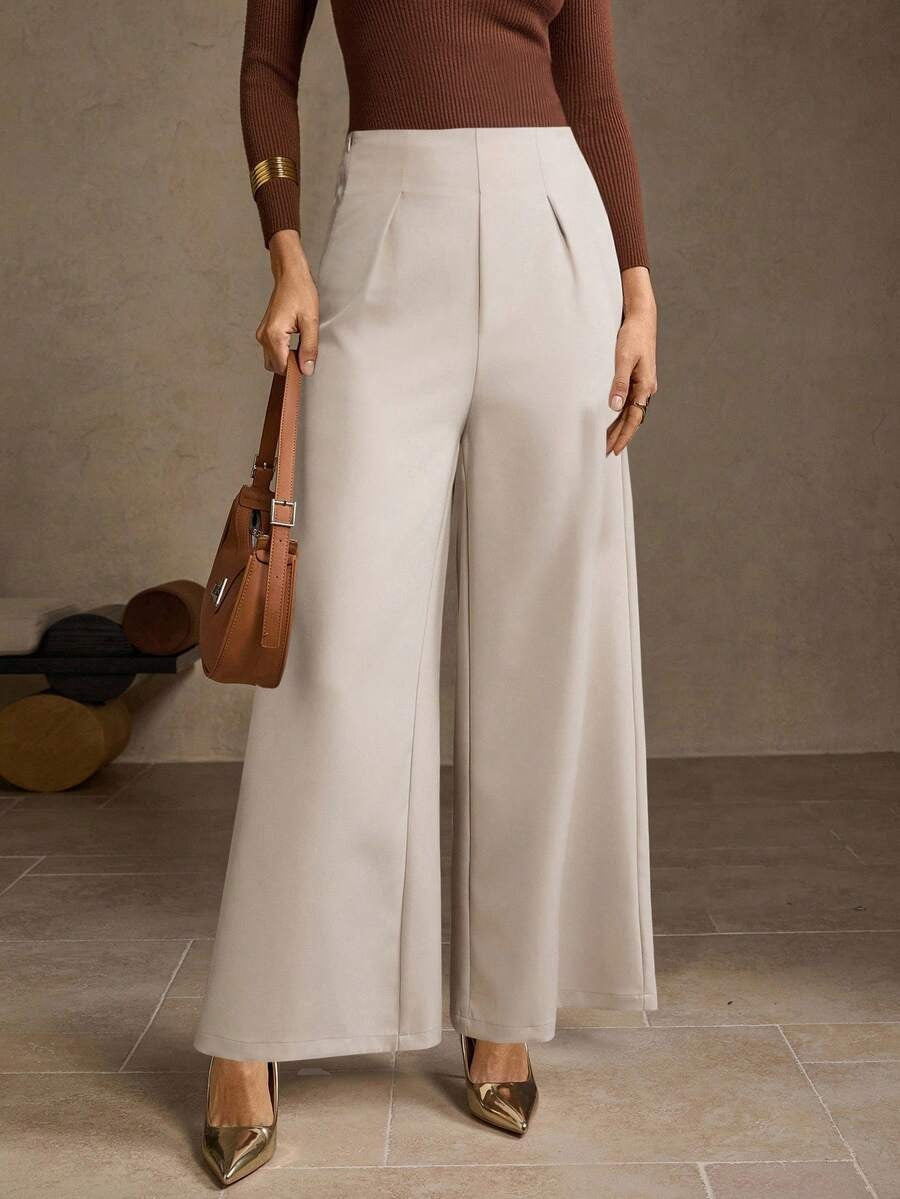 Pantalones de cintura alta y pierna ancha