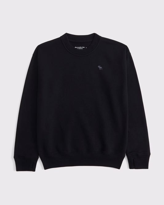 Sudadera cuello redondo unicolor con logo para niño