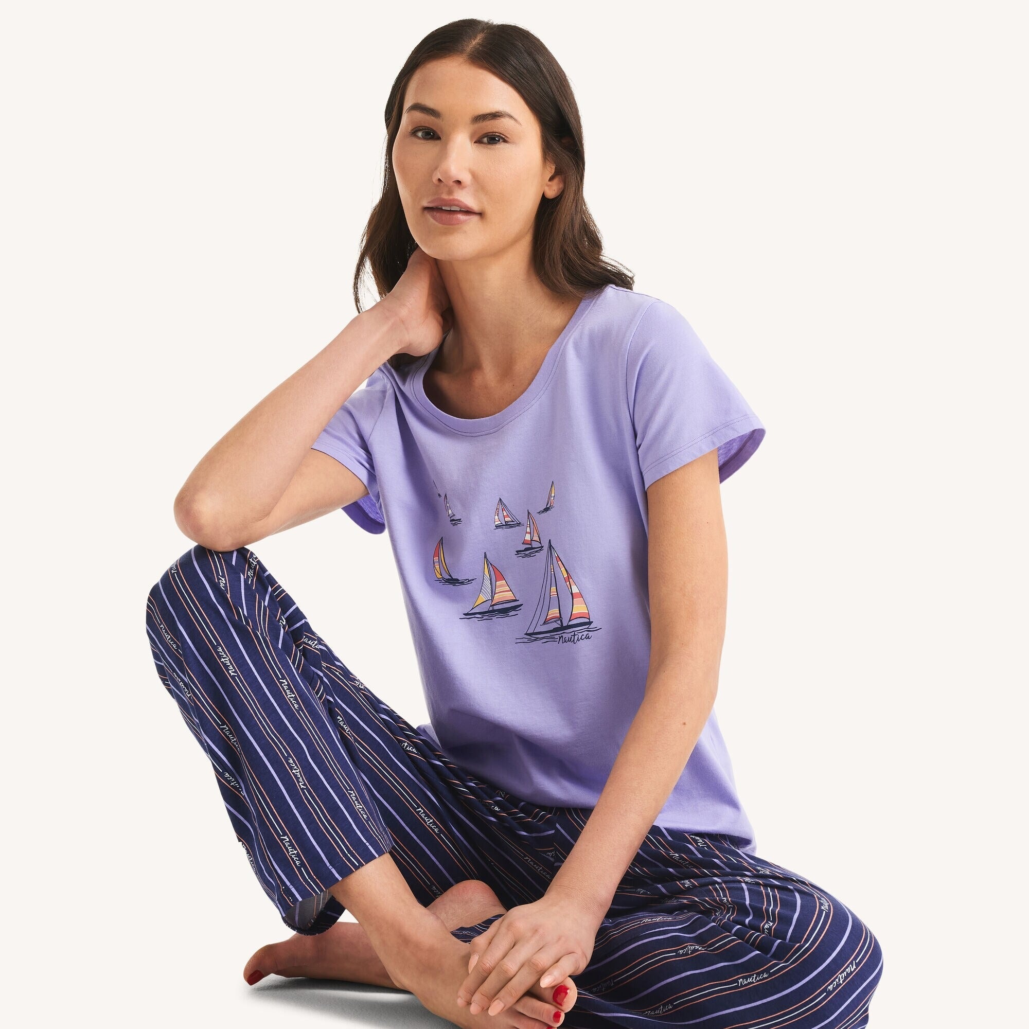 Conjunto de pijama con pantalón estampado de velero