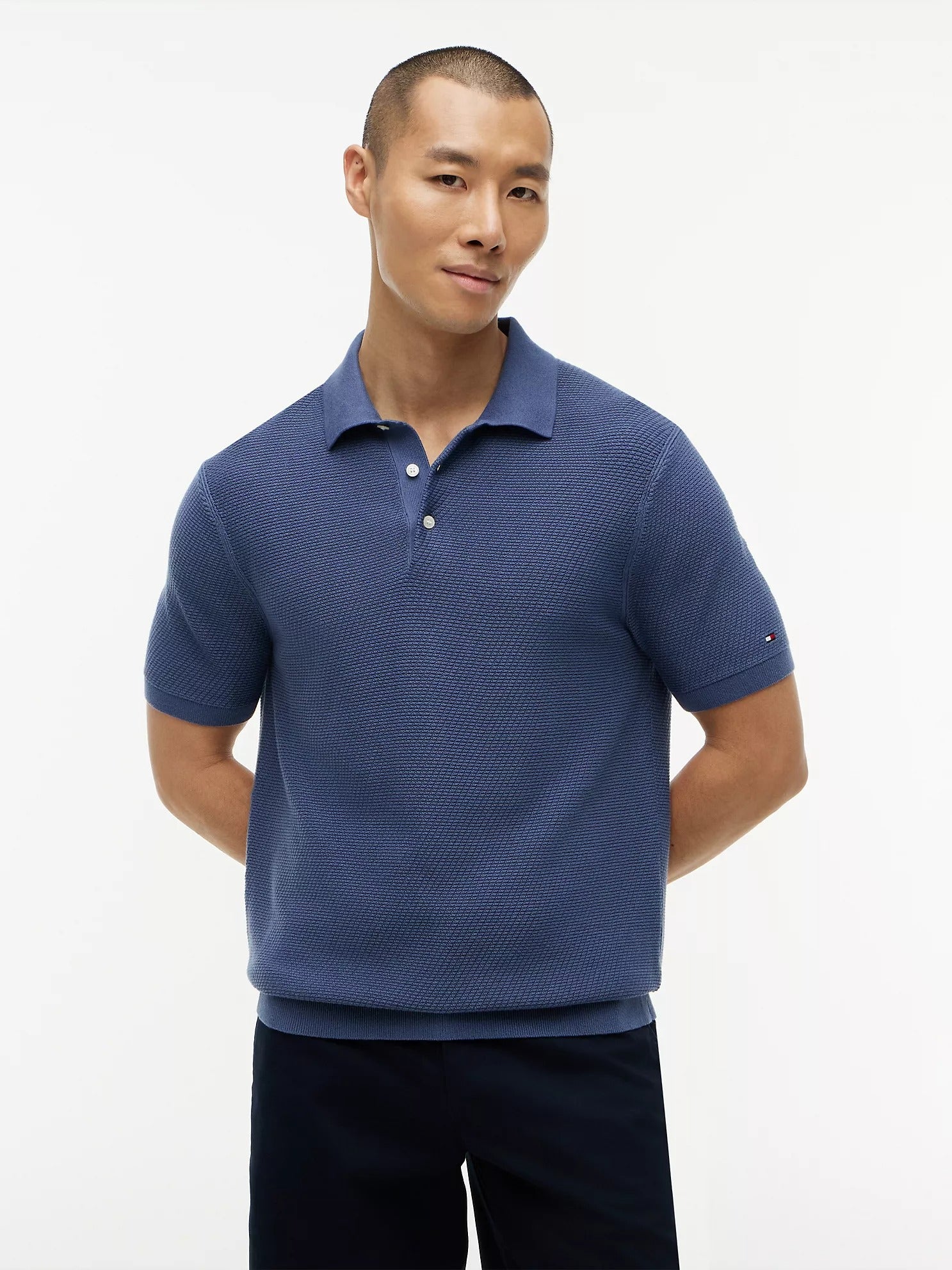 Chemise unicolor con textura de panal