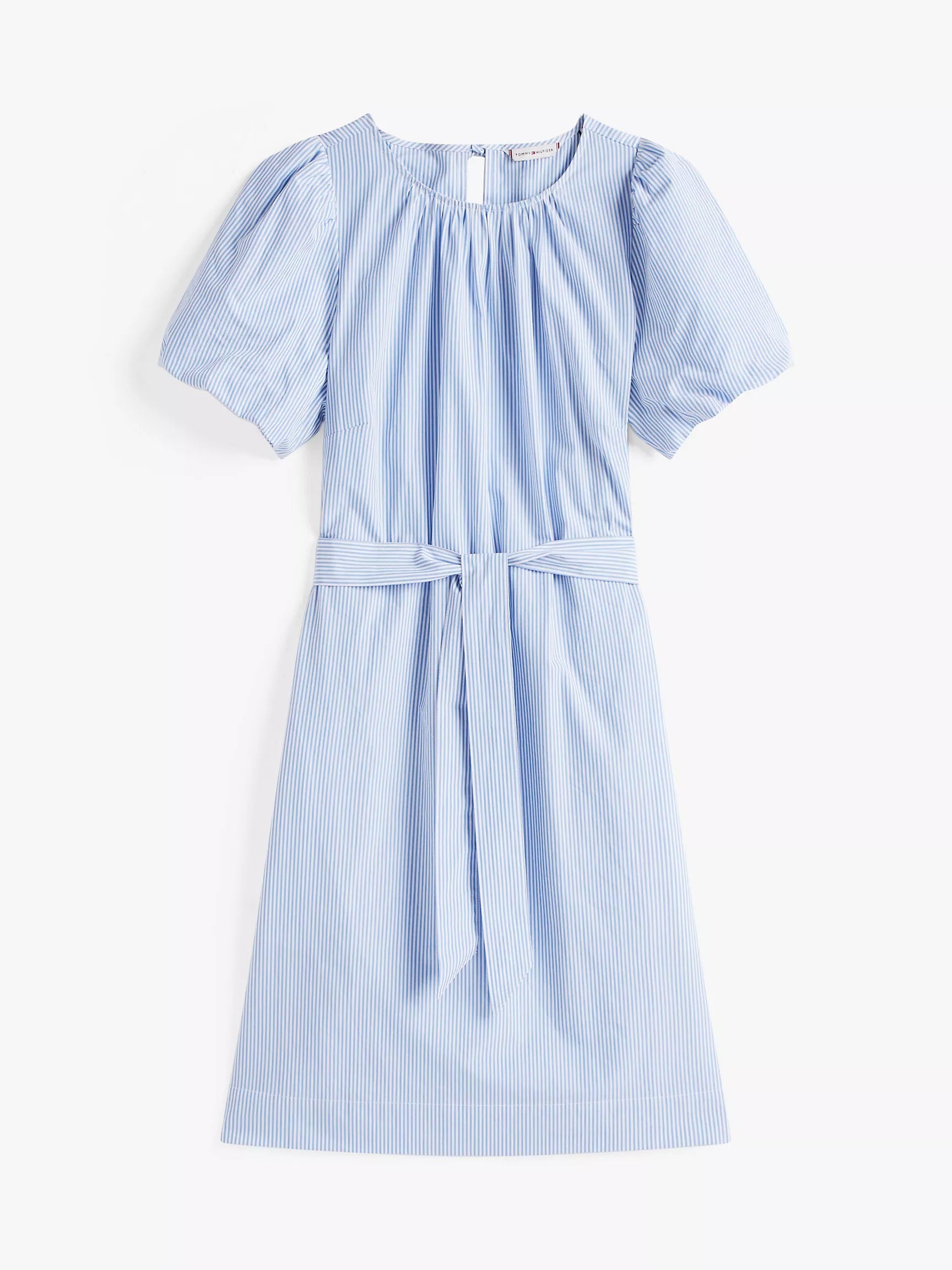 Vestido tela poplin de rayas con cinturón