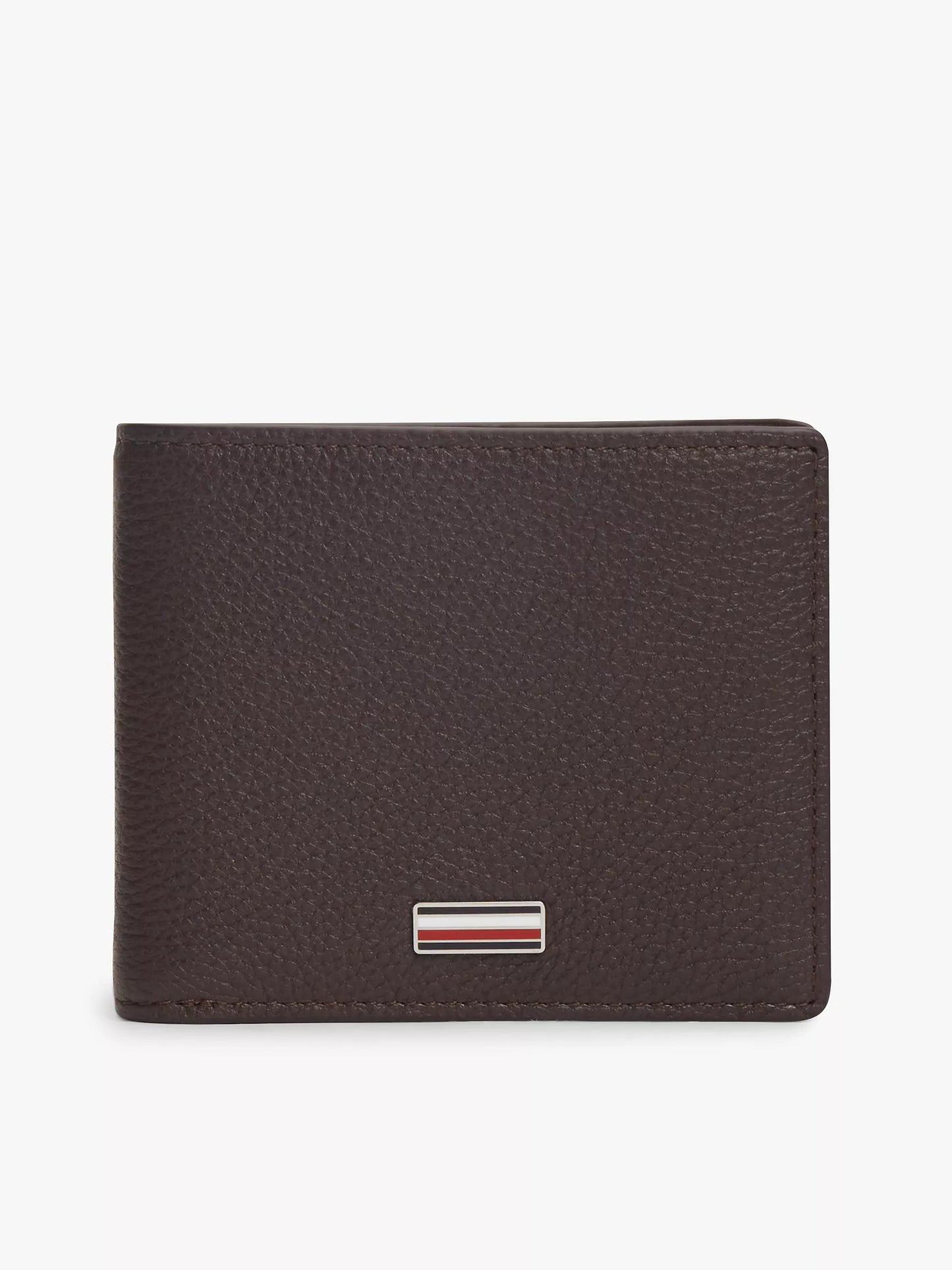 Cartera plegable de piel granulada y bandera central