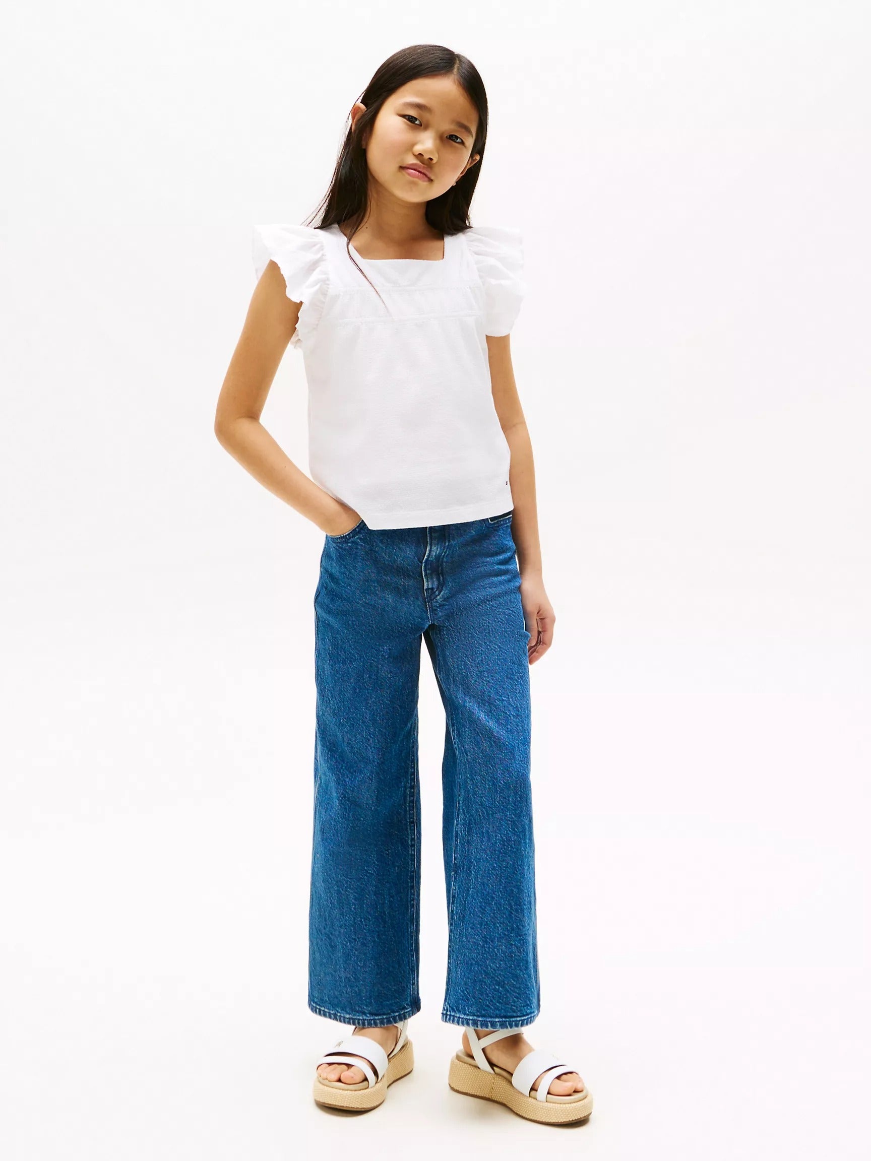 Blusa texturizada con fruncido para niña