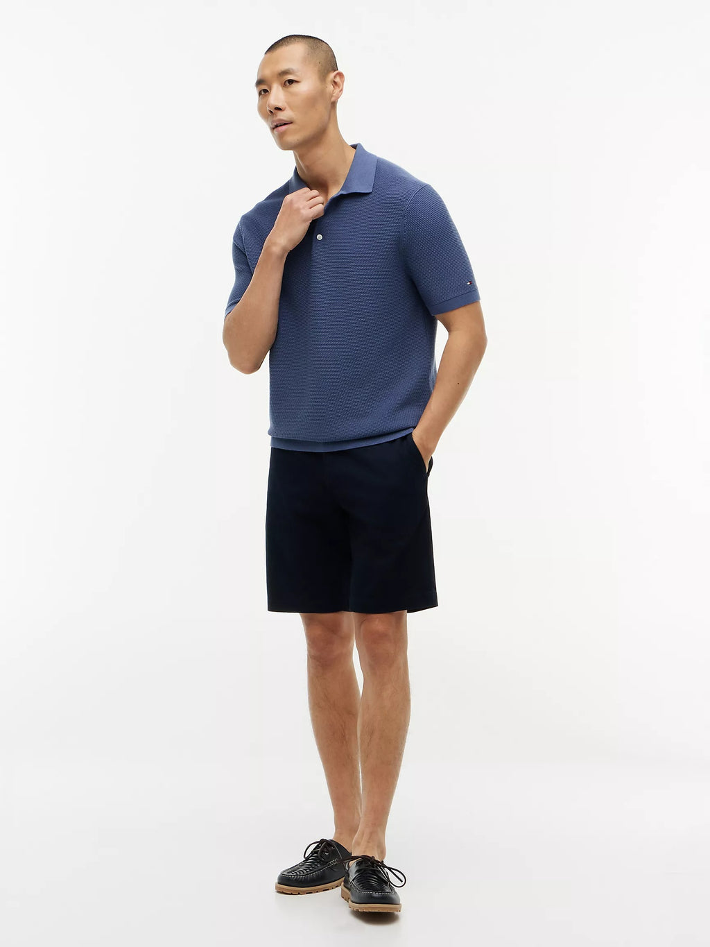 Chemise unicolor con textura de panal